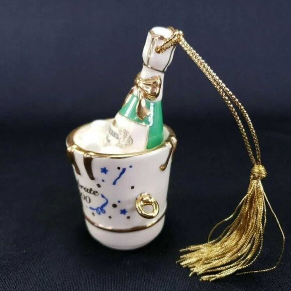 Lenox Celebrate 2000 Ornament Korbel Champagne Ice Bucket New Years Gift Box Vtg